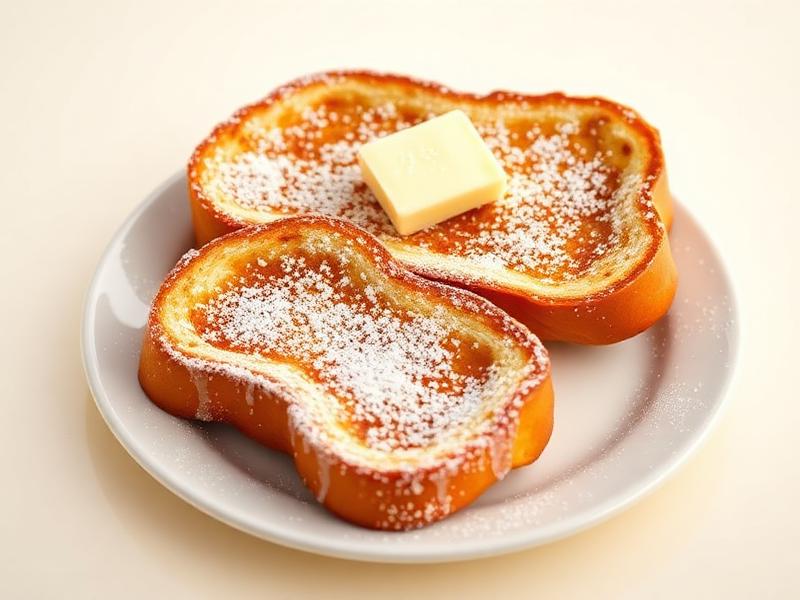 Plate of golden French toast with butter